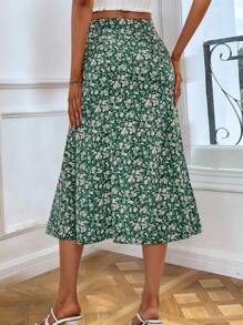 SHEIN VCAY Ditsy Floral Print A-line Skirt - Multicolor - View 2