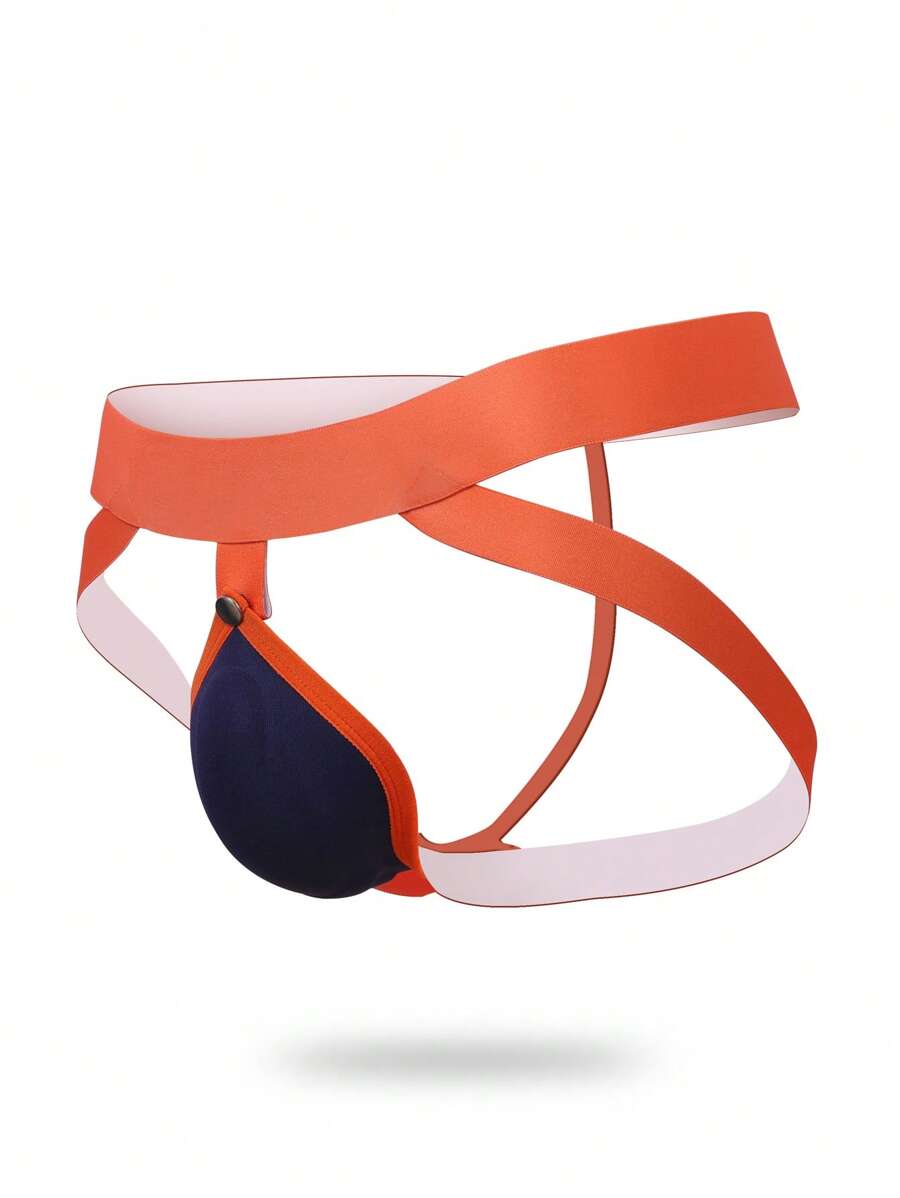 男士撞色防護三角褲 - 橘色 - 查看 1