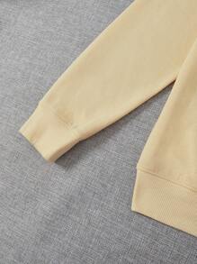 SHEIN EZwear 素色落肩袖運動衫 - 杏色 - 查看 3