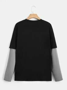 Fakhri Hilmi Halloween 2 trong1 Lá thư Đồ họa đầu lâu Áo thun - màu đen - Xem 2