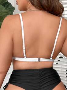 Cộng với kích thước bộ áo bikini Xù màu trơn - trắng - Xem 2