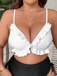 Cộng với kích thước bộ áo bikini Xù màu trơn - trắng - Xem 5