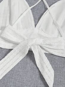 SHEIN VCAY unicolor Top de tirantes crop & Shorts - Blanco - Ver 3
