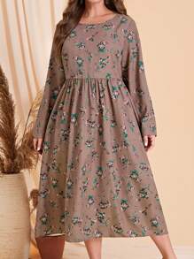 EMERY ROSE Plus Floral Print Smock Dress - Multicolor - View 1