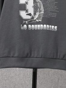 Cậu bé Tween Khẩu hiệu & Hình ảnh áo có mũ Lót nhiệt Áo nỉ - Xám - Xem 8