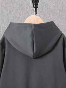 Cậu bé Tween Khẩu hiệu & Hình ảnh áo có mũ Lót nhiệt Áo nỉ - Xám - Xem 10