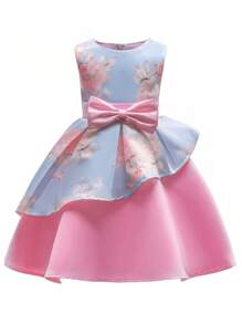 Cô Gái Trẻ In hoa Nơ mặt trước Đầm lễ phục - Nhiều màu - Xem 1