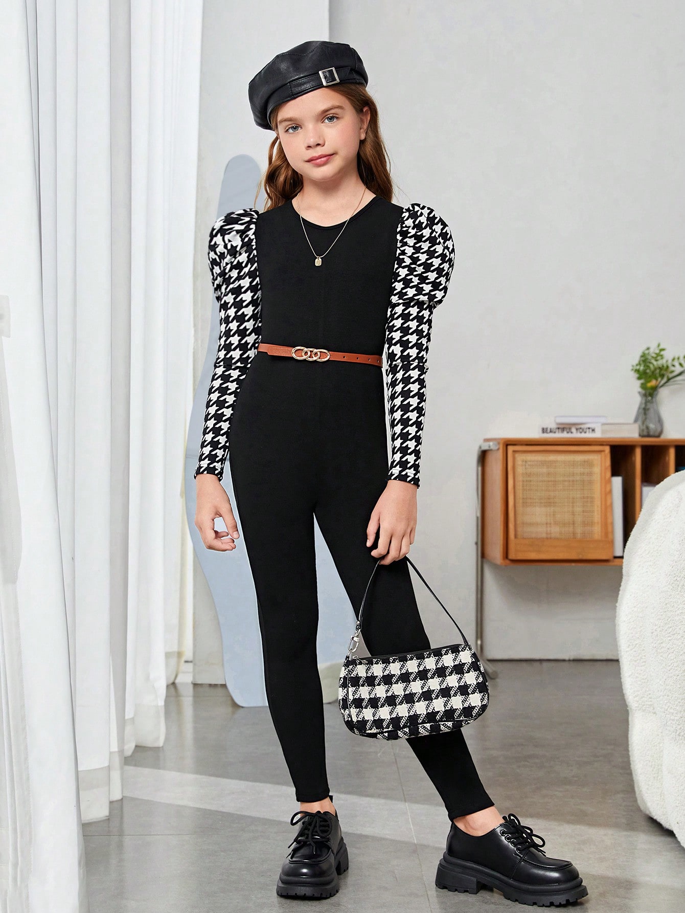 Ensemble Fille Hiver - Pull Peplum Avec Ceinture Et Pantalon évase Pour 5-12 Ans, Style Chic Et Léger