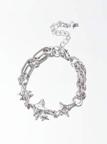 SHEIN ICON Chuỗi vòng tay trang trí ngôi sao - Bạc - Xem 1