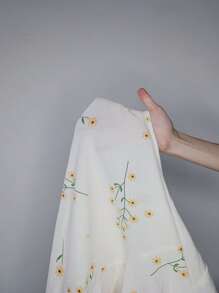 花卉印花荷叶边下摆睡衣睡裙