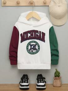 SHEIN 男童字母图案撞色卫衣 - 彩色 - 查看 1