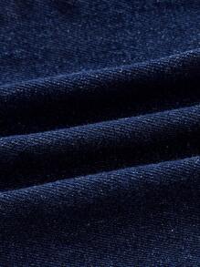 SHEIN Plus Grommet Buckle Detail Flare Leg Jeans - Dark Wash - View 3
