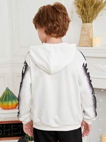 SHEIN Tween Boy Cartoon And Letter Graphic Two Tone Sweatshirt - White - View 2