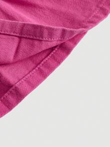 SHEIN MOD Solid Pleated Denim Skirt - Hot Pink - View 3