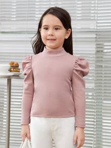 SHEIN Cô Gái Trẻ Nút Quay lại Tay áo Áo thun - Hồng - Xem 6