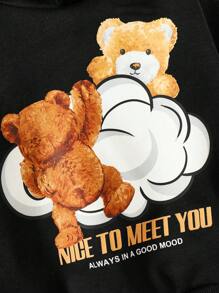 SHEIN 男小童標語和卡通圖案連帽衫