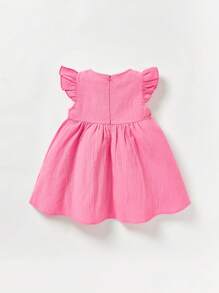 Cozy Pixies Baby Girl Floral Print Ruffle Trim Smock Dress - Pink - View 2