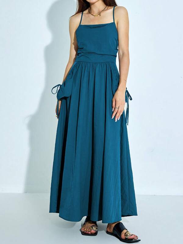 Solid Tie Side Cami Dress