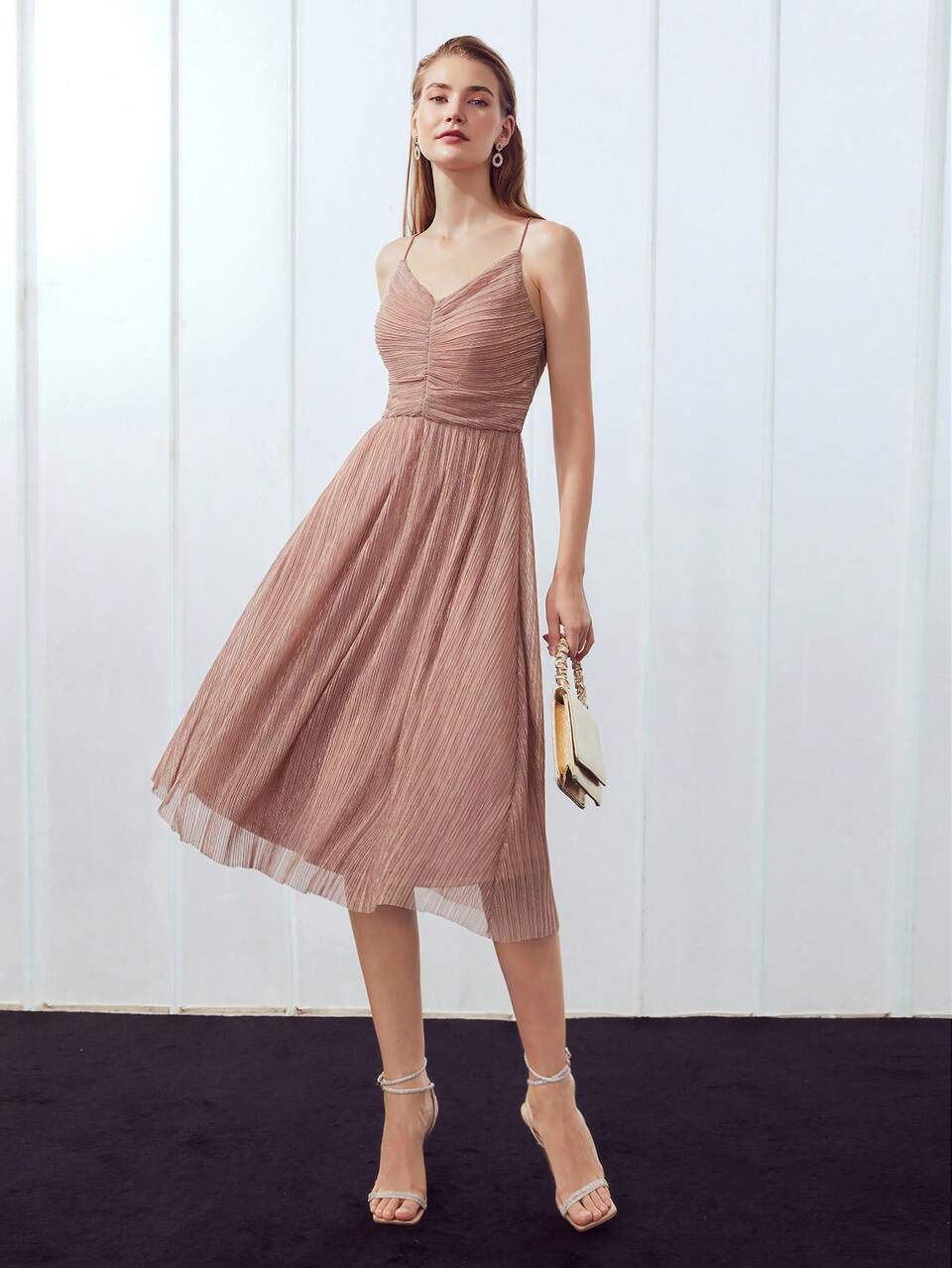 PLEATED OVERLAY DRESS
