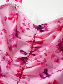 SHEIN Unity Floral Print Ruched Ruffle Hem Cami Dress - Multicolor - View 5