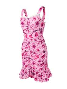 SHEIN Unity Floral Print Ruched Ruffle Hem Cami Dress - Multicolor - View 7