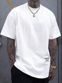 Manfinity Homme 1pc Loose Fit Men's Slogan Graphic Round Neck T-Shirt - White - View 1