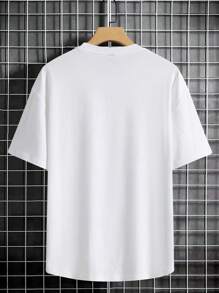 Manfinity Homme 1pc Loose Fit Men's Slogan Graphic Round Neck T-Shirt - White - View 2