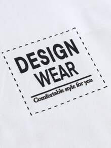 Manfinity Homme 1pc Loose Fit Men's Slogan Graphic Round Neck T-Shirt - White - View 4