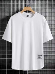 Manfinity Homme 1pc Loose Fit Men's Slogan Graphic Round Neck T-Shirt - White - View 5