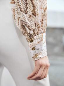 MOTF PREMIUM SNAKESKIN BUTTON-UP SHIRT