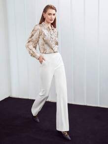 MOTF PREMIUM SNAKESKIN BUTTON-UP SHIRT