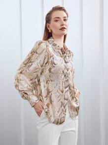 MOTF PREMIUM SNAKESKIN BUTTON-UP SHIRT