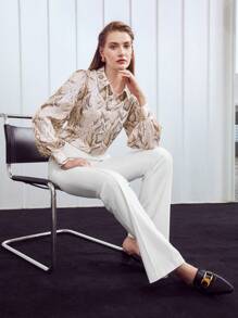 MOTF PREMIUM SNAKESKIN BUTTON-UP SHIRT