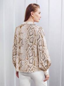 MOTF PREMIUM SNAKESKIN BUTTON-UP SHIRT