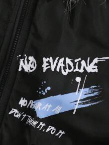 SHEIN Đứa bé trai Đồ họa Chữ cái Trang trí Fuzzy Áo trùm đầu - màu đen - Xem 8