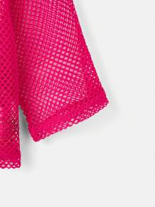 SHEIN ICON Solid Fishnet Mesh Summer Top