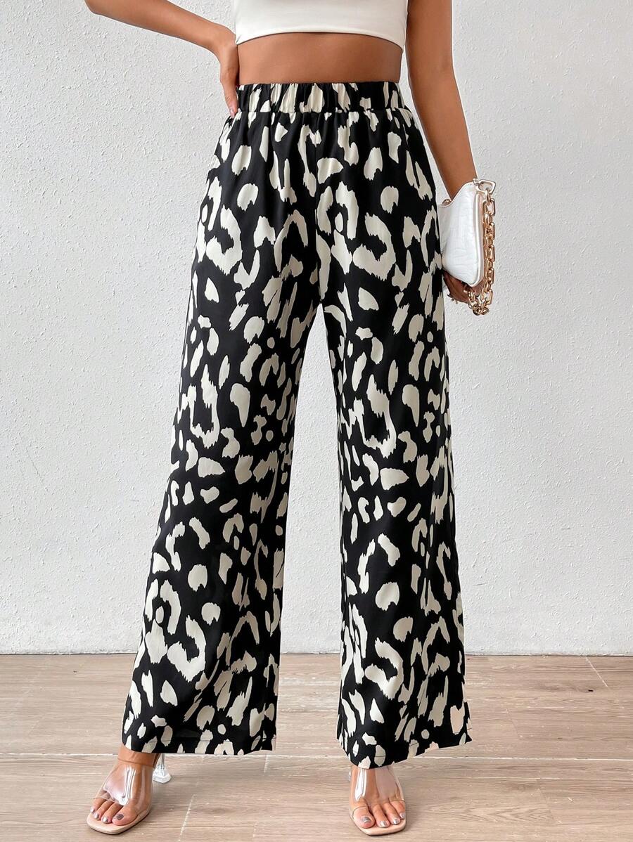 Breezaya Allover Print Wide Leg Pants Fall Cloth For Women
