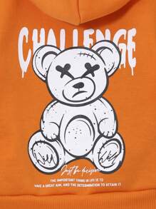 SHEIN 男嬰熊和標語圖案連帽衫和運動褲 - 彩色 - 查看 5