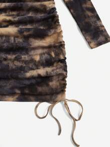 SHEIN EZwear Plus Tie Dye Drawstring Side Bodycon Dress - Multicolor - View 4