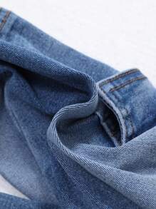 SHEIN Tween Boy Flap Pocket Side Cargo Jeans - Medium Wash - View 8