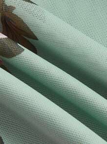 SHEIN MOD Elegant Floral Print Bodycon Cami Dress - Mint Green - View 3