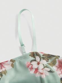 SHEIN MOD Elegant Floral Print Bodycon Cami Dress - Mint Green - View 4