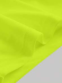 SHEIN MOD 纯色褶饰网眼抹胸 - 青檸色 - 查看 3