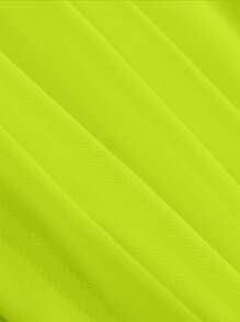 SHEIN MOD 纯色褶饰网眼抹胸 - 青檸色 - 查看 4