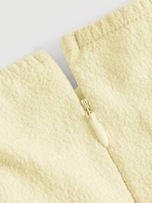 SHEIN MOD Chất rắn Nút phía trước Halter Neck Đầm - Màu vàng - Xem 4