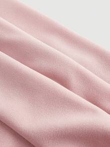 SHEIN MOD Lantern Sleeve Ruched Bustier Bandana Hem Crop Pink Chest-Back Top,Valentine Outfits