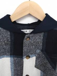 SHEIN 男小童格紋印花連帽花呢外套 - 彩色 - 查看 4