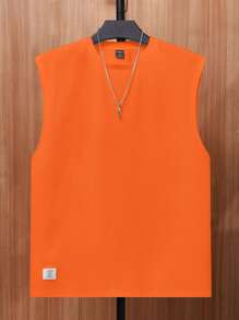 SWAVVY Men Solid Tank Top - Orange - View 2
