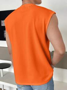 SWAVVY Men Solid Tank Top - Orange - View 4