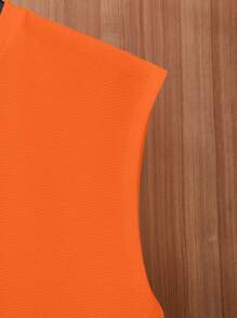 SWAVVY Men Solid Tank Top - Orange - View 5